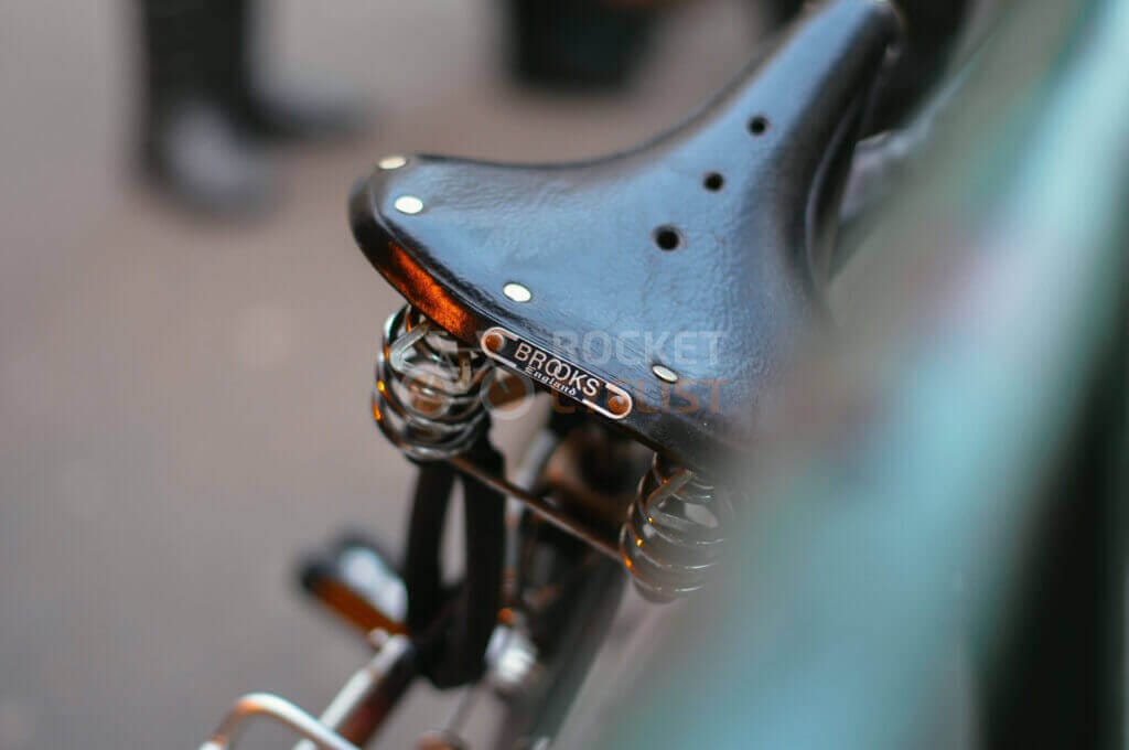 A close up of a bicycle seat.